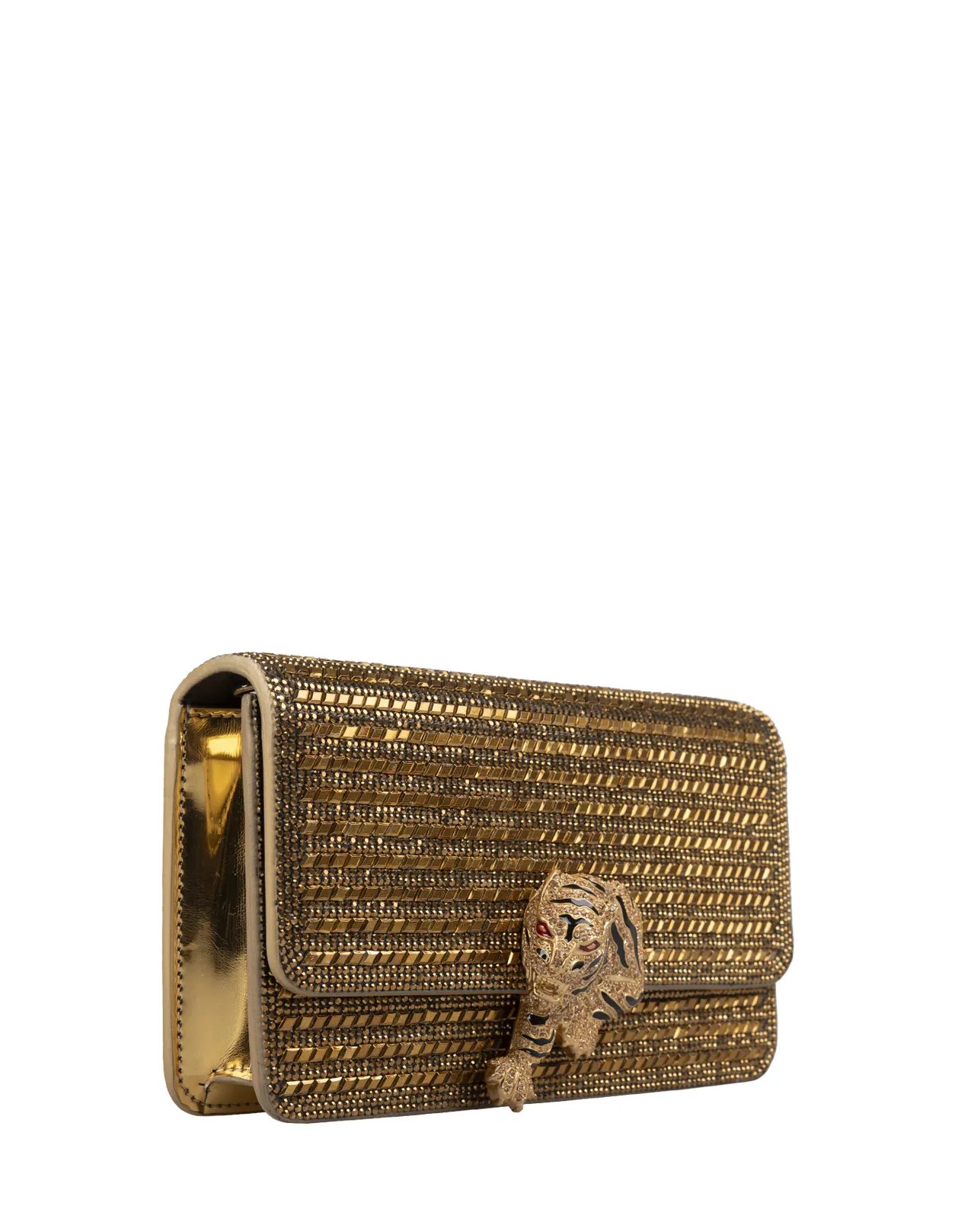 ROBERTO CAVALLI Golden Roar Handbag With Jewelled Tigers