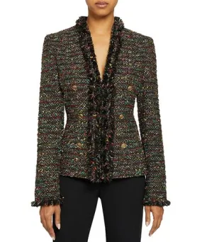 Santorelli Fringe Trim Tweed Jacket