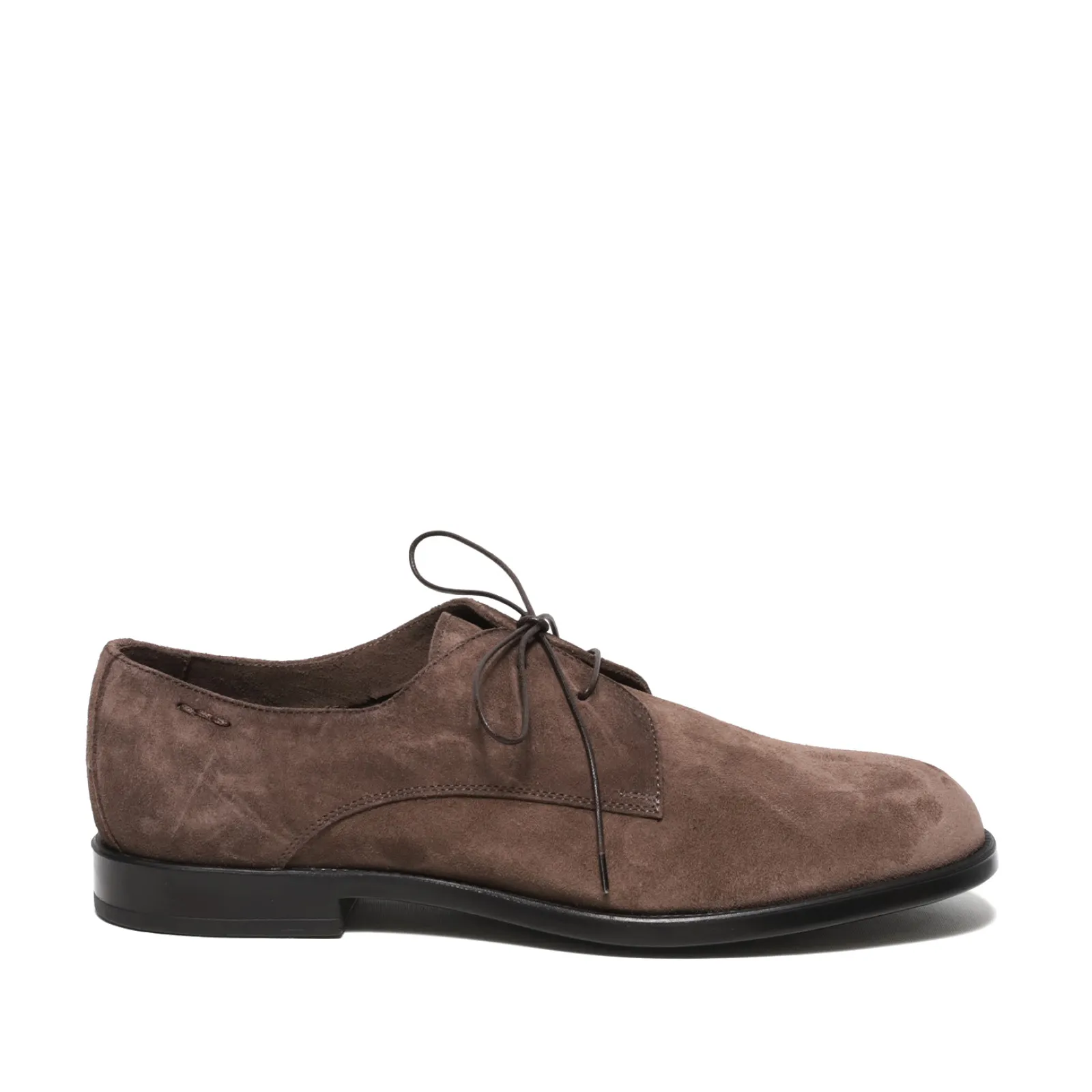 Scarpa legata derby in suede caffè