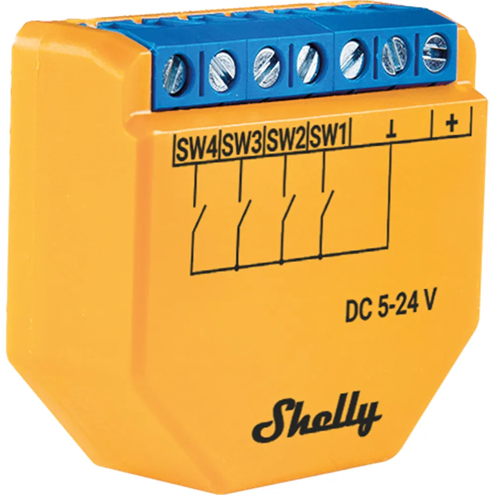 Shelly Plus i4 DC Google Alexa Compatible Wi-Fi Operated 4-digital Inputs Controller