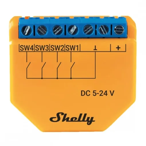 Shelly Plus i4 DC Google Alexa Compatible Wi-Fi Operated 4-digital Inputs Controller