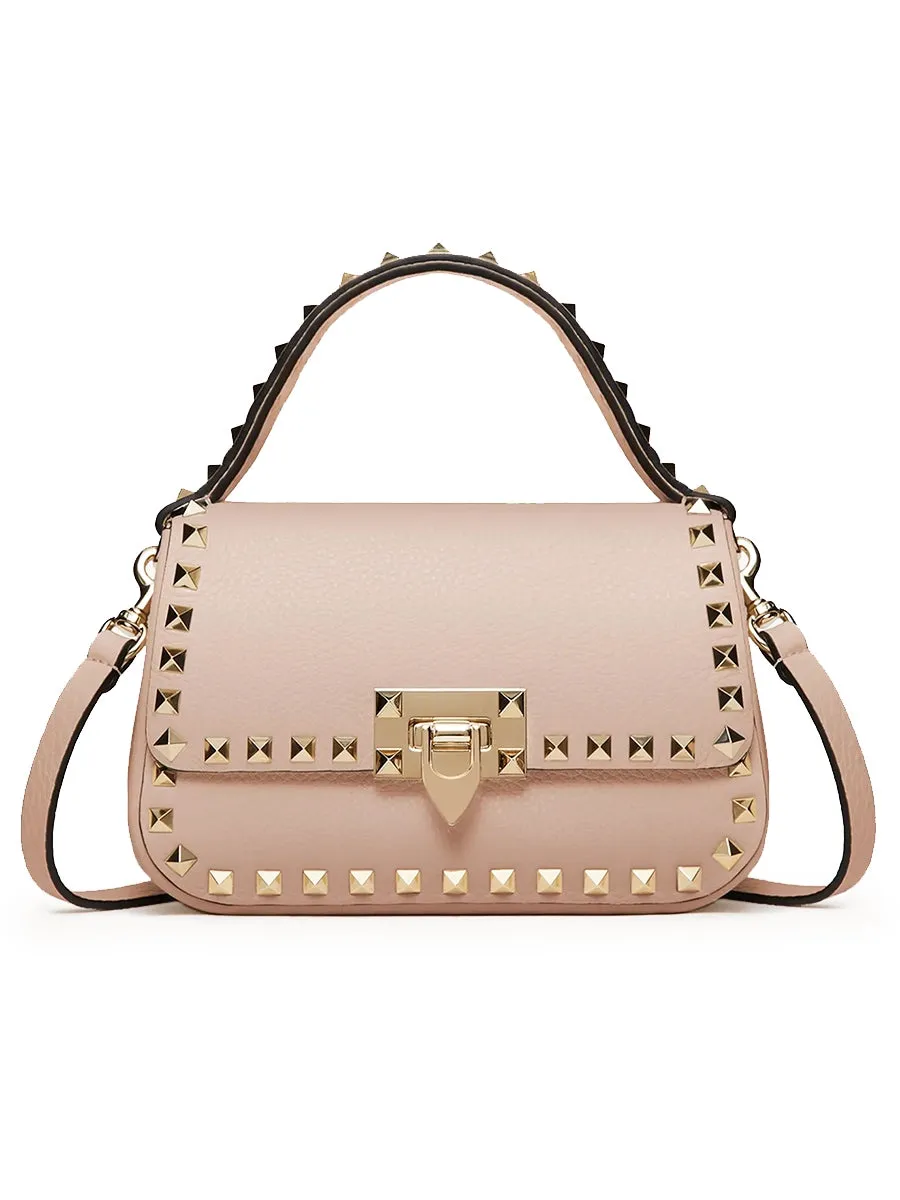 Small Rockstud Grainy Calfskin Handbag