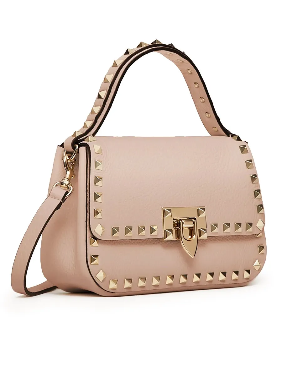 Small Rockstud Grainy Calfskin Handbag