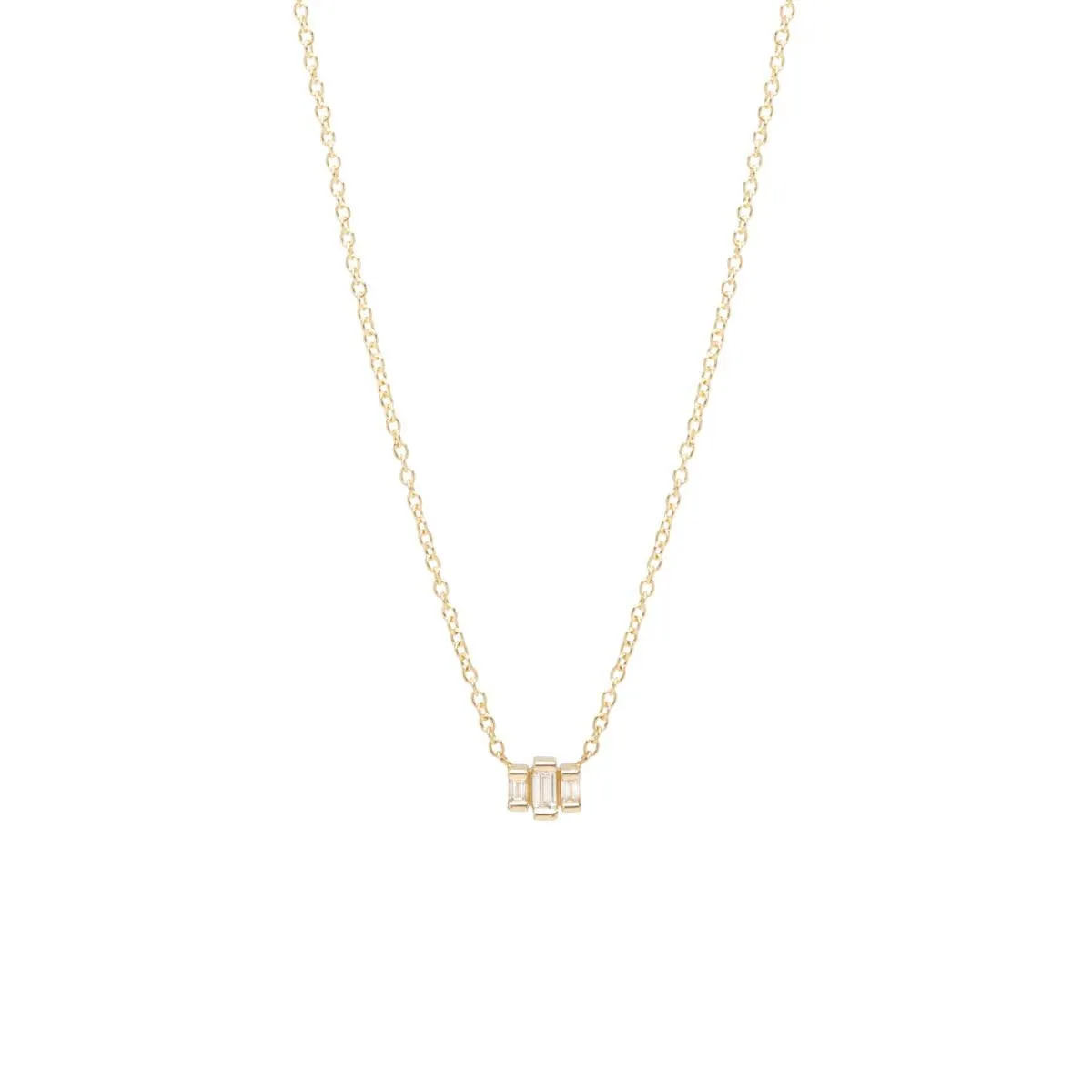 Small Three Step Baguette Diamond Necklace