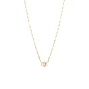 Small Three Step Baguette Diamond Necklace