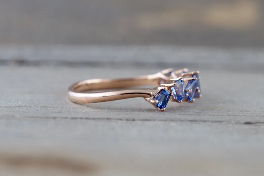 Staggered Sapphire Baguette Ring