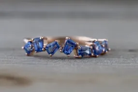 Staggered Sapphire Baguette Ring