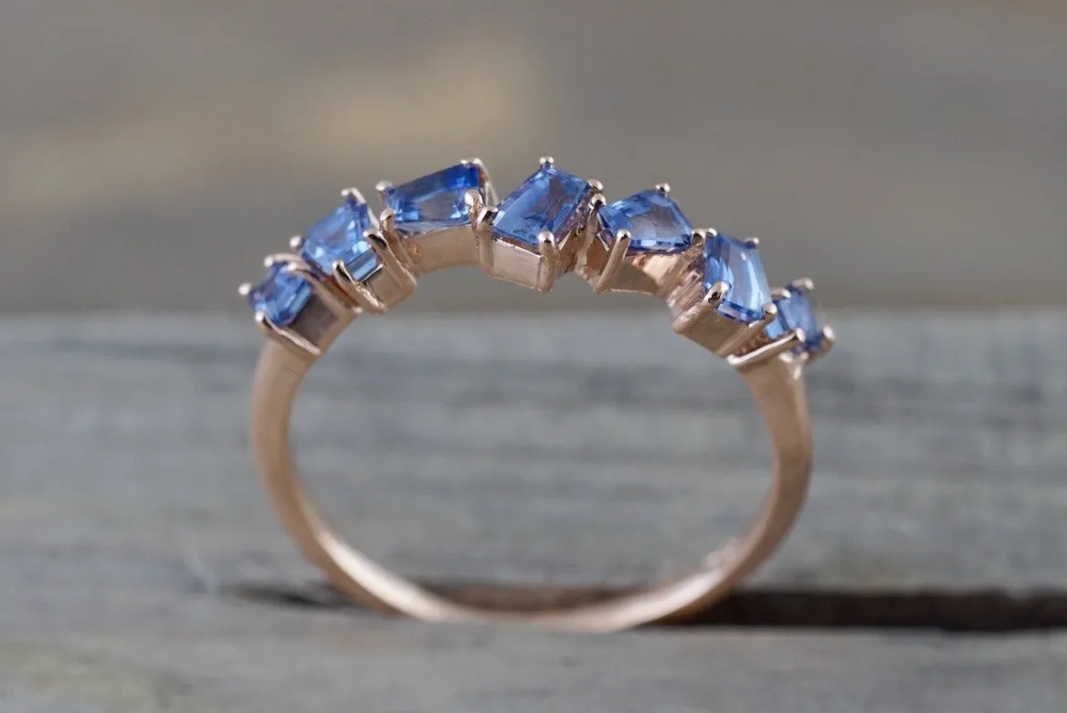 Staggered Sapphire Baguette Ring