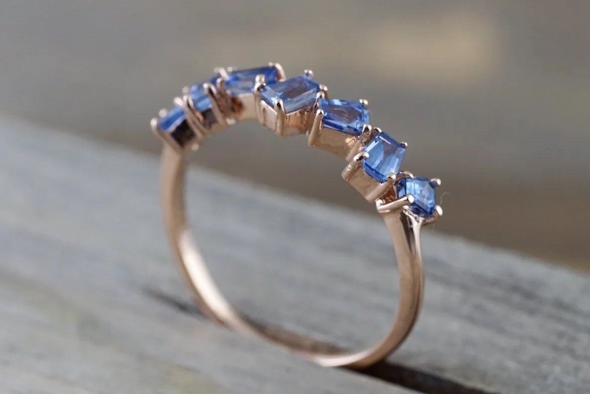 Staggered Sapphire Baguette Ring