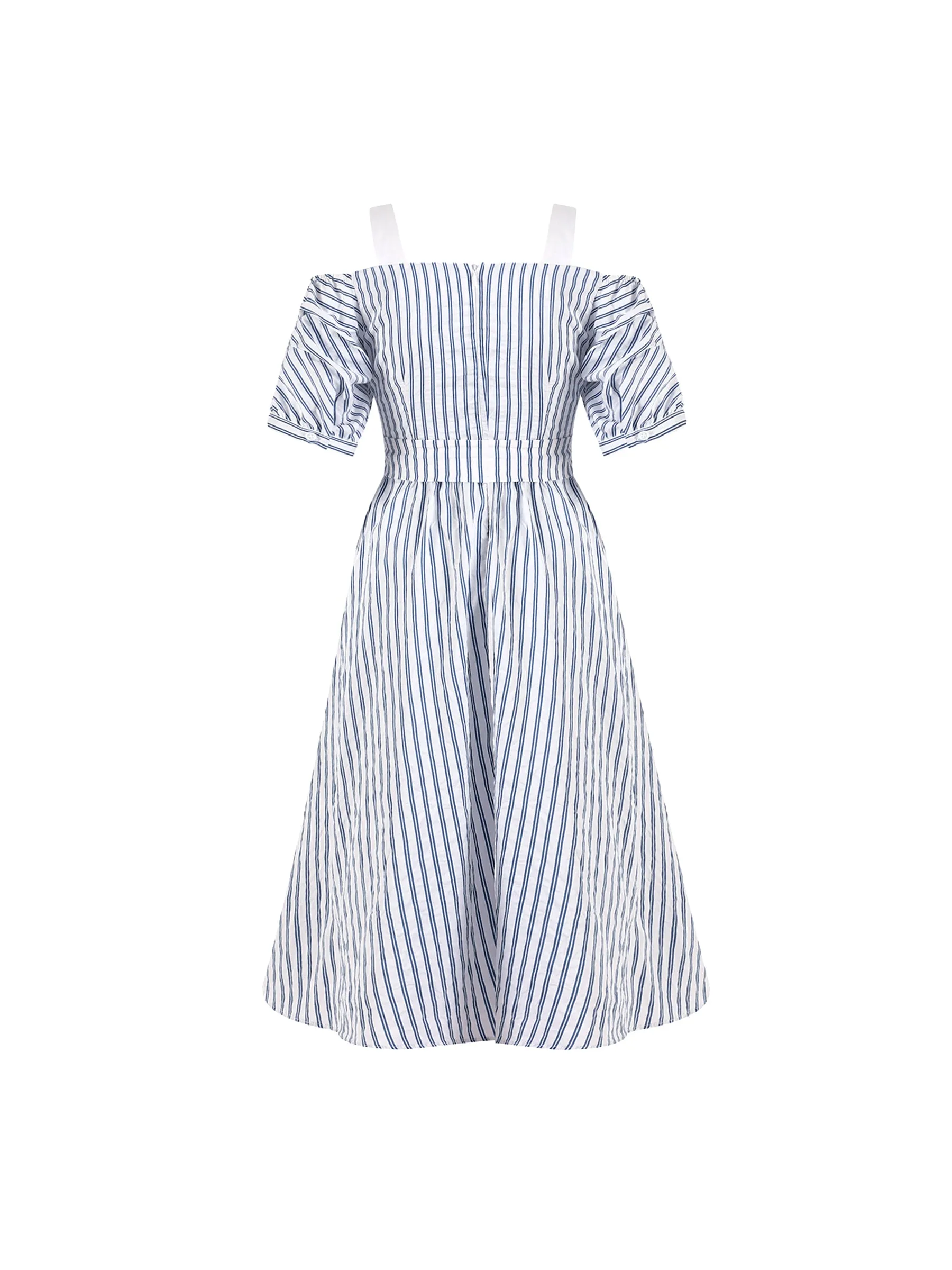 Striped Off-Shoulder Sling Dress