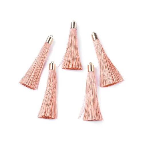 Tassels, Polyester, With Gold Cap, Dark Salmon, 58-65mm