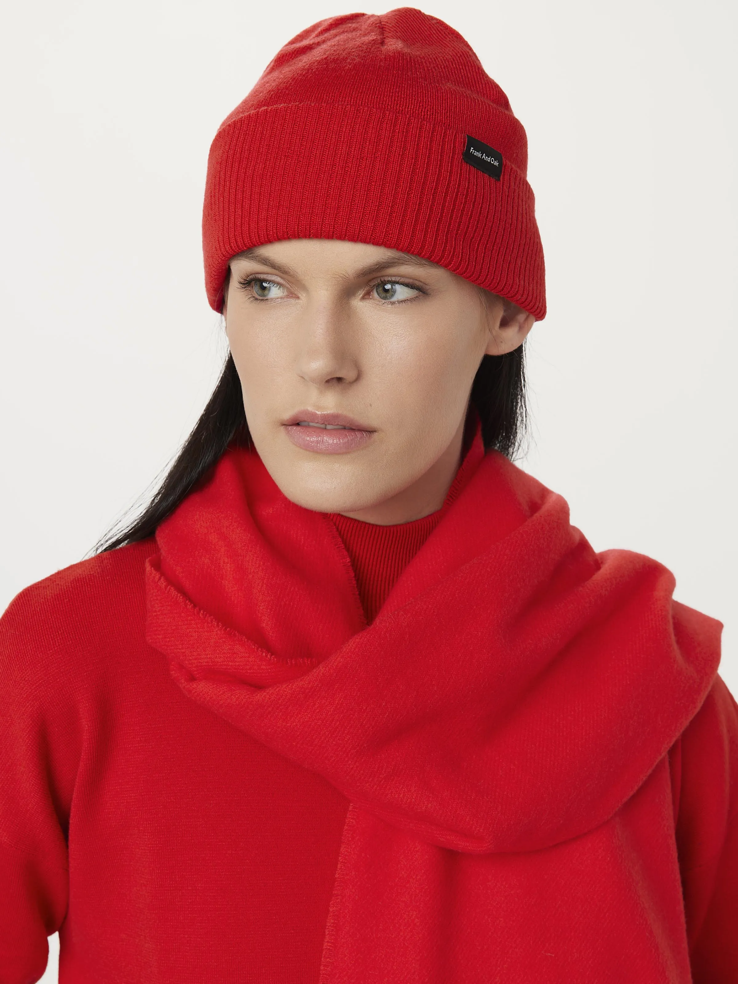 The Merino Wool Beanie in Bright Red