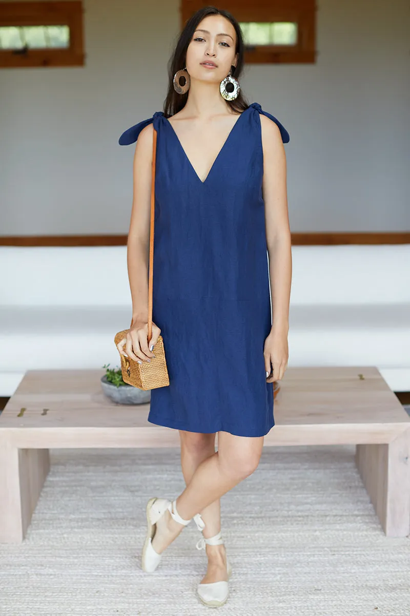 Tie Shoulder Mod Dress - Maritime Linen