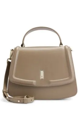 Top-handle handbag in leather with Double B monogram