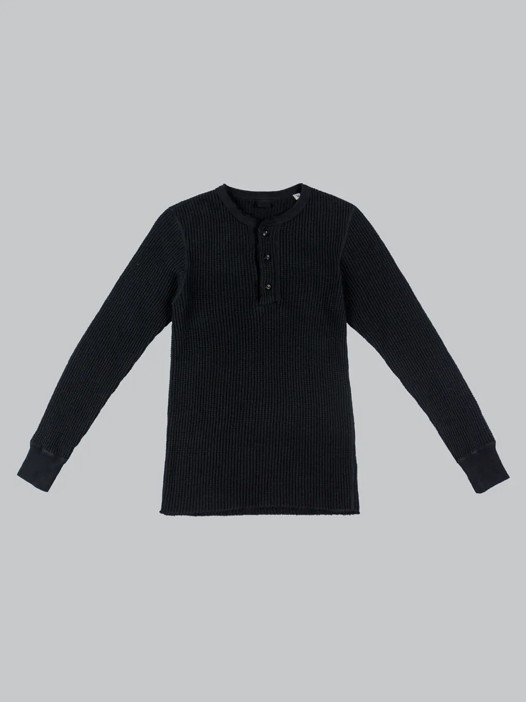 UES Thermal Big Waffle Henley T-Shirt Black