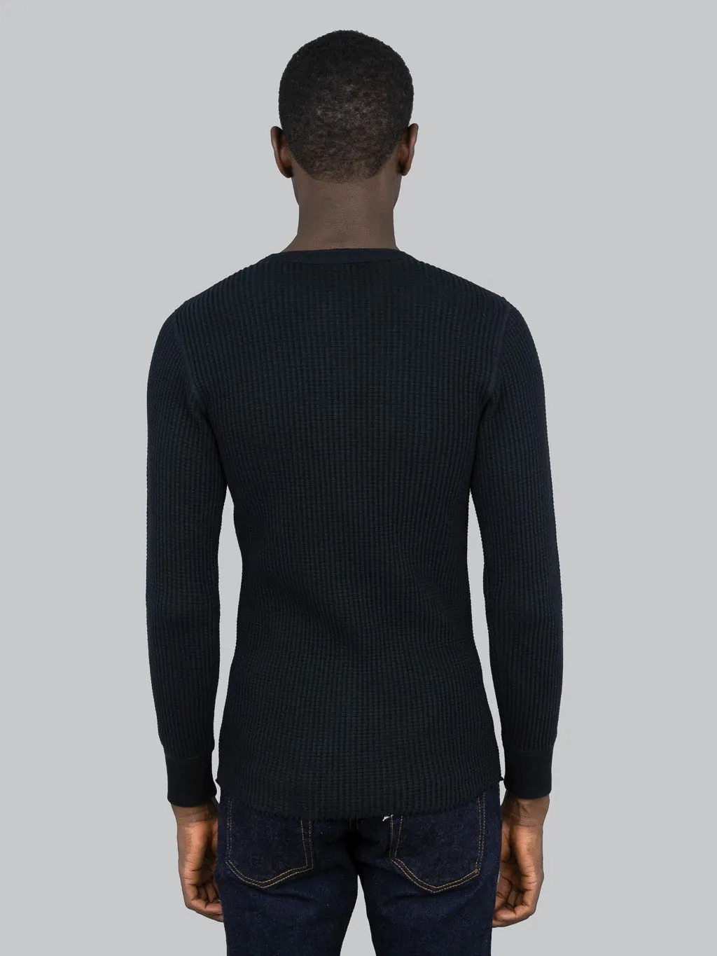 UES Thermal Big Waffle Henley T-Shirt Black