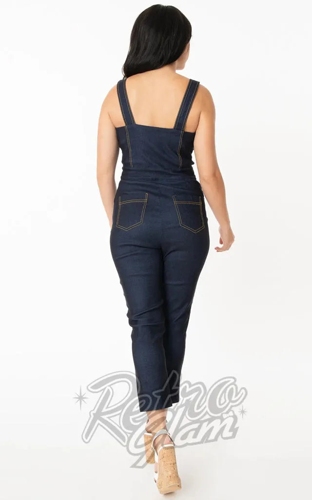 Unique Vintage Eartha Jumpsuit in Dark Denim - S left only