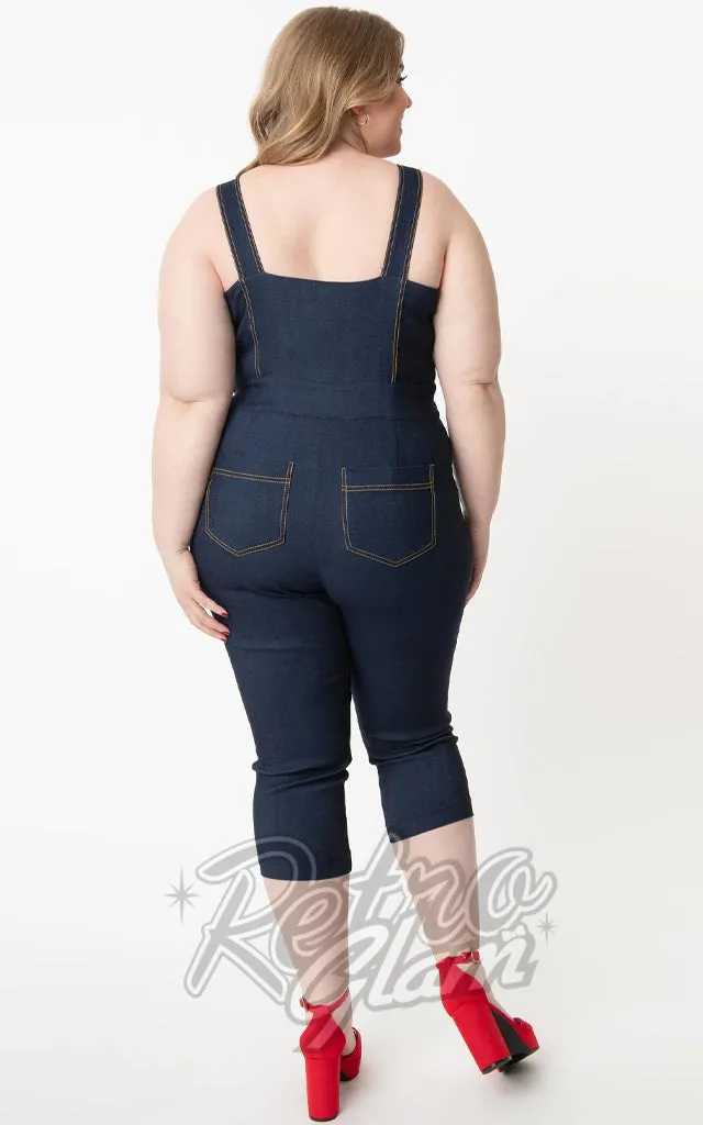 Unique Vintage Eartha Jumpsuit in Dark Denim - S left only