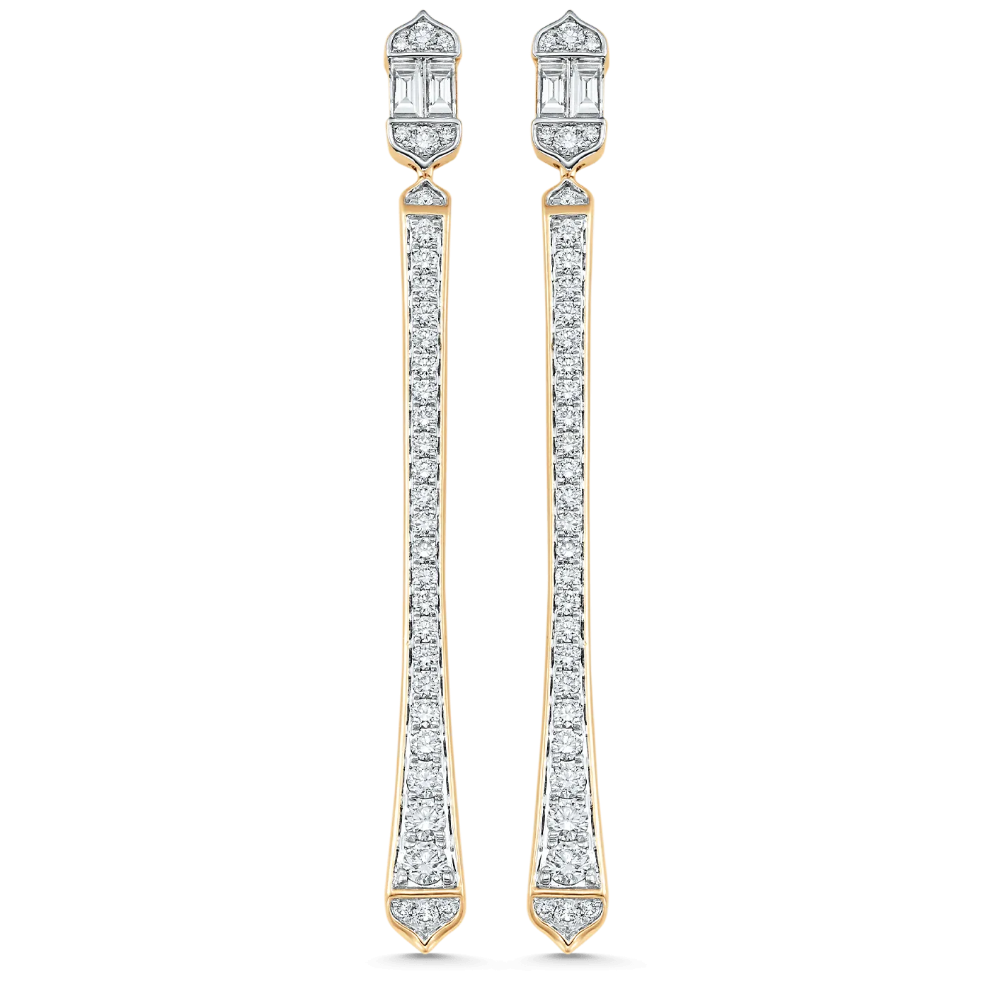 Unity Taj Baguette & Cascading Diamond Drop Fancy Earrings