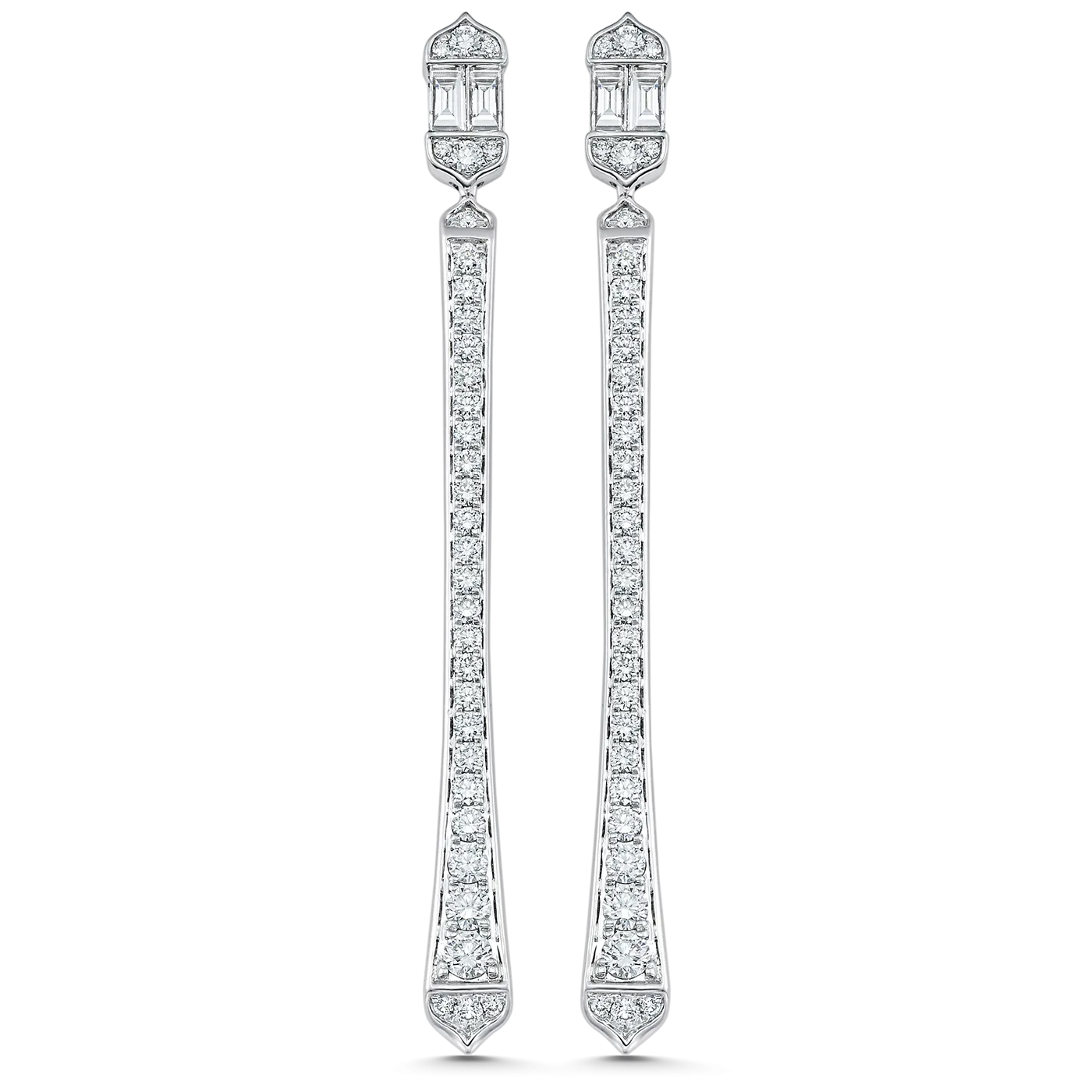 Unity Taj Baguette & Cascading Diamond Drop Fancy Earrings