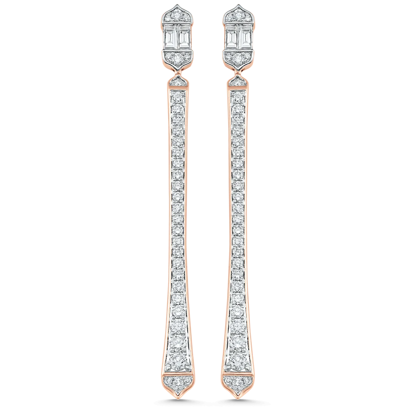 Unity Taj Baguette & Cascading Diamond Drop Fancy Earrings