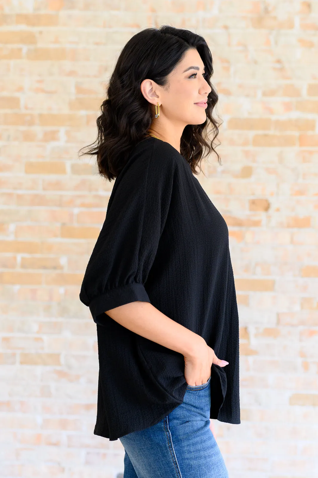 Up For Anything V-Neck Blouse in Black**