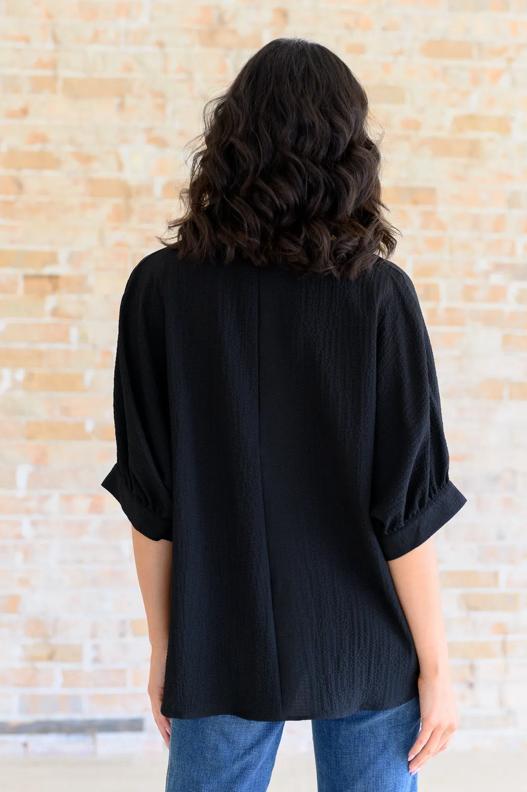 Up For Anything V-Neck Blouse in Black**