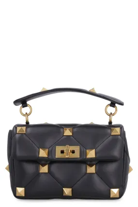 VALENTINO Studded Quilted Leather Handbag for Women - Black