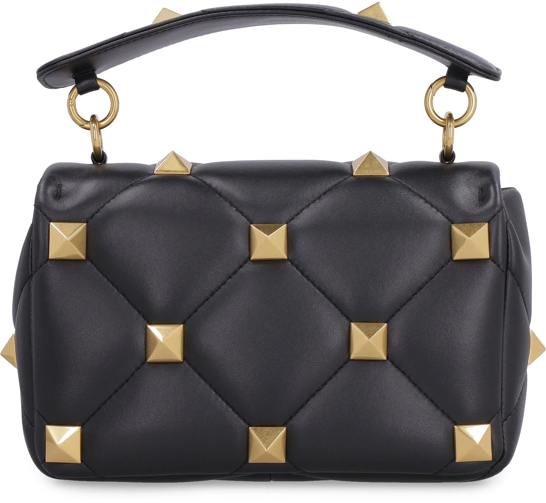 VALENTINO Studded Quilted Leather Handbag for Women - Black