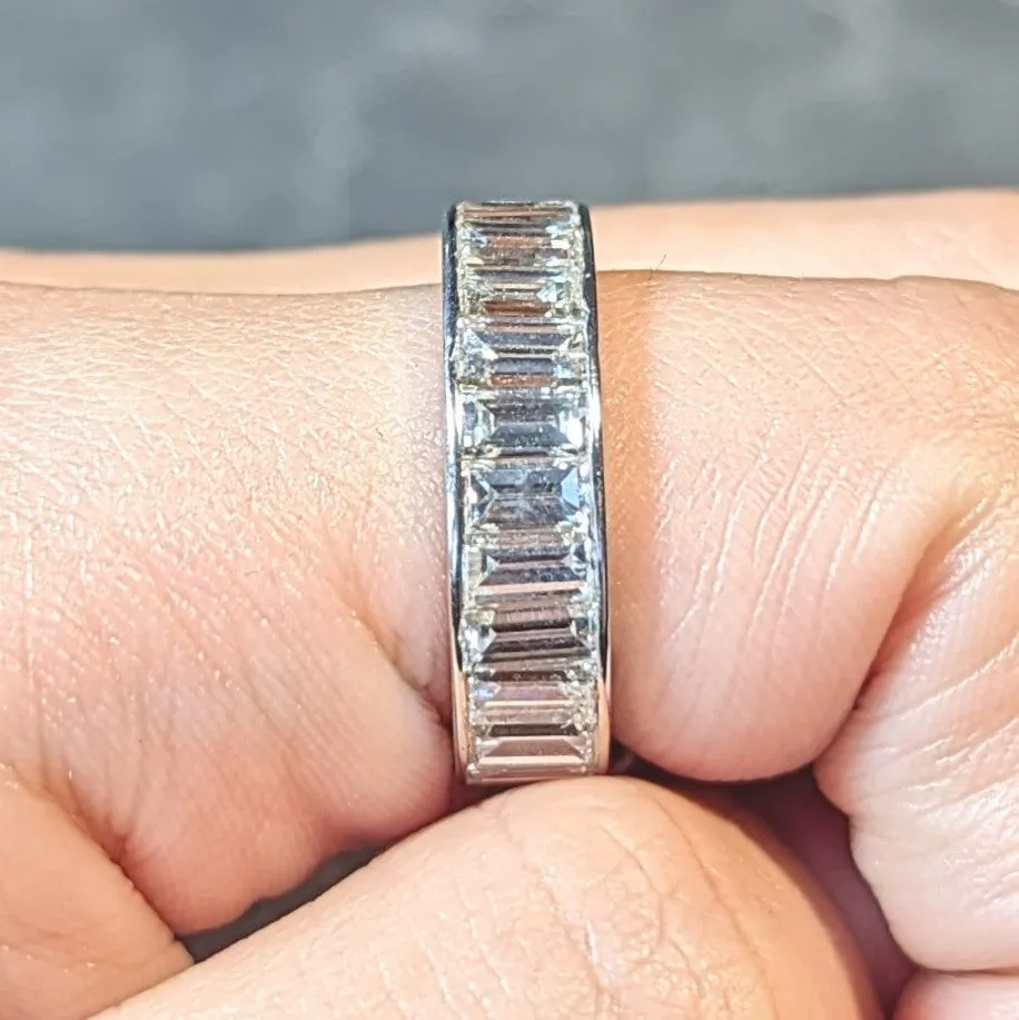 Vintage 7.50 CTW Baguette Diamond Platinum Eternity Channel Band Ring