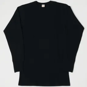 Warehouse 5903 LS Waffle Knit Crew Neck Tee - Black