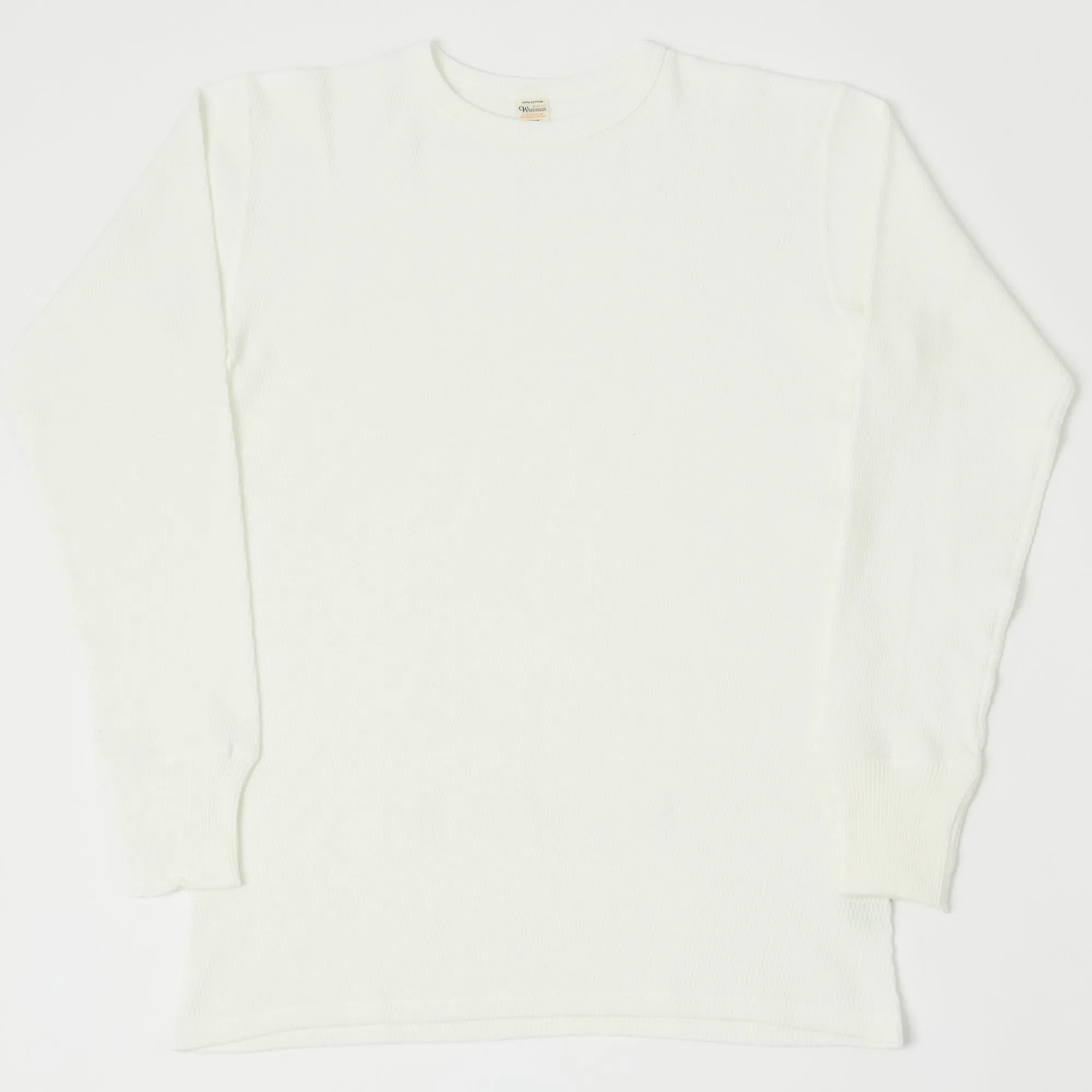 Warehouse 5903 LS Waffle Knit Crew Neck Tee - Natural