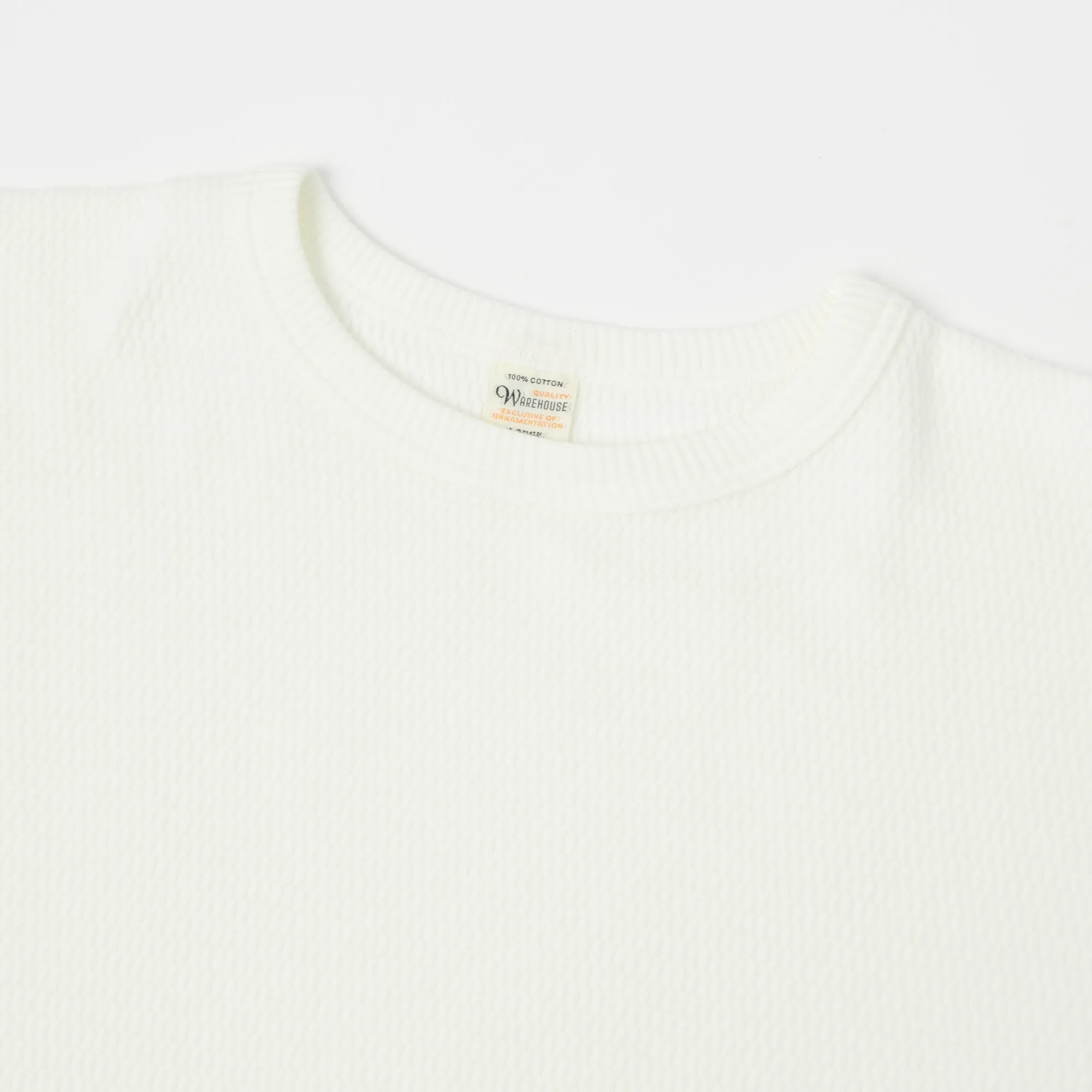 Warehouse 5903 LS Waffle Knit Crew Neck Tee - Natural