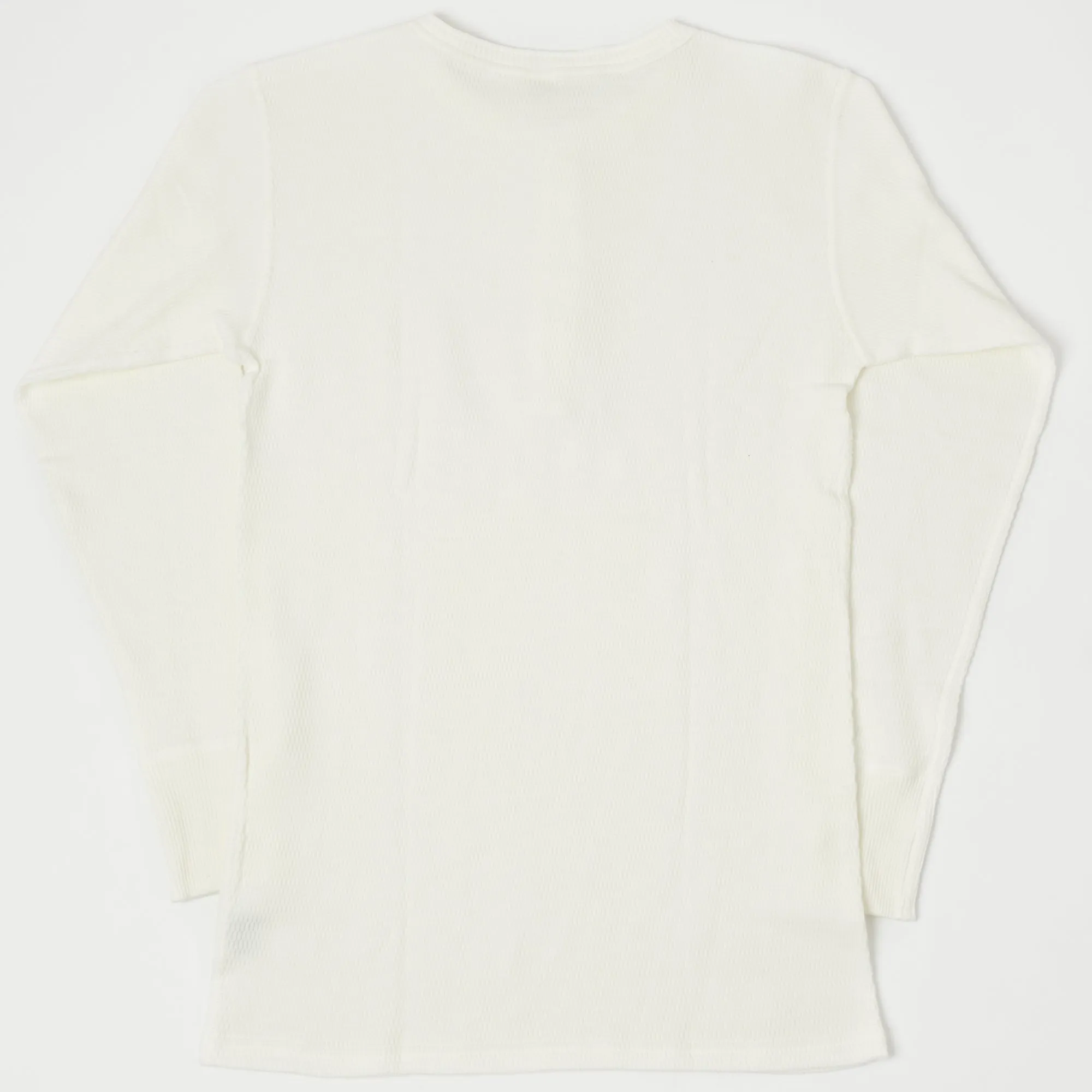 Warehouse 5904 LS Waffle Knit Henley - Off White