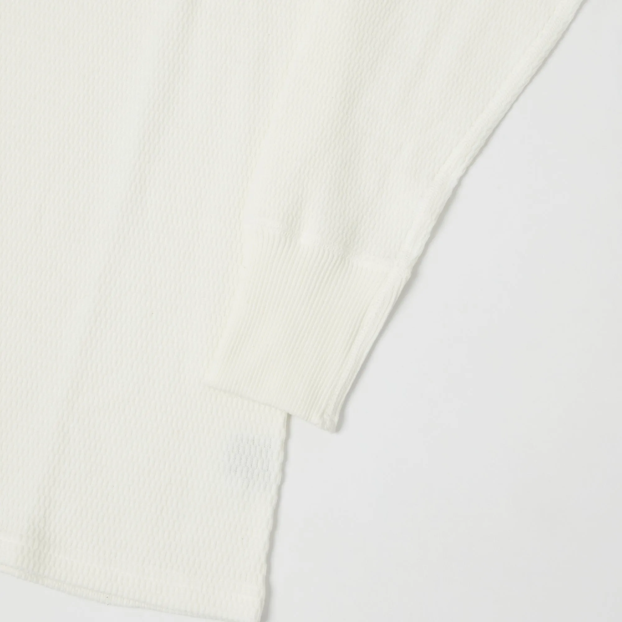 Warehouse 5904 LS Waffle Knit Henley - Off White