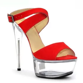 Women's Crystal Sole Pole Dancing Buckle Strap High-Heel Pumps