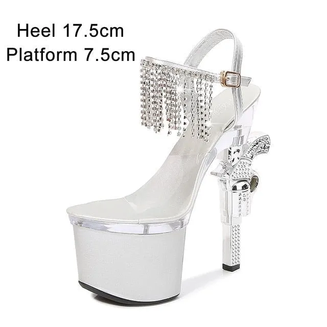 Women's Transparent High Heel Summer Sandals Sexy Patent Leather Platforms