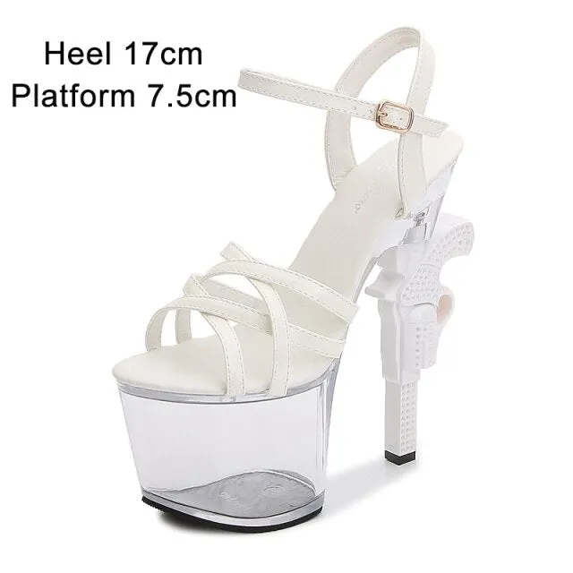 Women's Transparent Summer Sandals Sexy Patent Leather High Heel Platforms