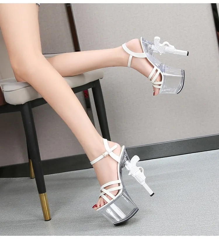 Women's Transparent Summer Sandals Sexy Patent Leather High Heel Platforms